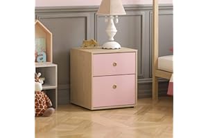 Junior Vida Neptune 2 Drawer Bedside Table Cabinet Chest of Drawers Bedroom Storage Children's Kids Furniture (Pink & Oak)