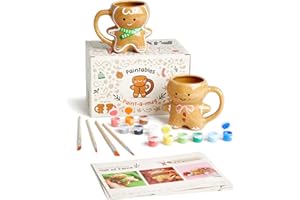 POTT'D Pott’d Paintables Gingerbread Christmas Paint-a-Mug Kit – DIY Christmas Mugs for Adults, Includes Gingerbread Mugs, Paints, Brushes & Painting Inspiration Guide
