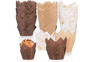 FULUSHOUXI 150 Pezzi Pirottini Tulipano Fodere per Muffin, Tulip Tazze di Carta Decorativi per Cupcake, Dolci, Panifici, Catering, Matrimoni, Compleanni