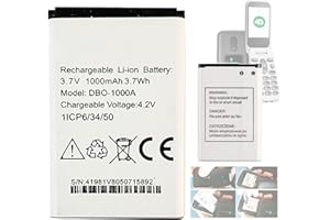 Aousavo DBO-1000A DBAA-1000A Batterie de Rechange, Compatible avec Doro 2880 4G, 2800 4G/2820 4G/1880, Seniors, DFC-0480, DBAA-1000A, DBO-1000A, Doro 1370