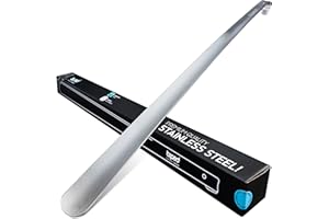 biped calzascarpe lungo in metallo, acciaio inox spazzolato – calzante robusto in elegante confezione regalo – calzascarpe premium per l’uso quotidiano z2932(70cm,silver)