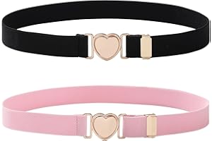 Coubeau 2 szt. Elastyczny pasek dziecięcy dla dziewczynek - regulowane elastyczne paski z klamrą w kształcie serca dla dzieci i dziewcząt