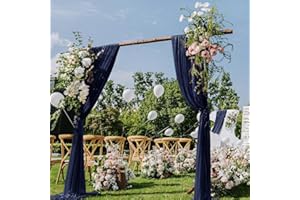 DeZerlor Navy Blue Wedding Arch Draping Fabric 2 Panels Sheer Navy Backdrop Curtains 29" x 6.5 Yards Chiffon Drapery for Wedding Ceremony Party Ceiling Garden Spring Outdoor Events Decor