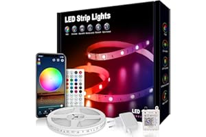 VKH Striscia LED 10 Metri, 5050 RGB Colorate con Telecomando e App, Sincronizza Cambia Colore con la Musica, Luci LED per Camera da Letto, Cucina, Decorazione per Feste, Bar (1 * 10m)