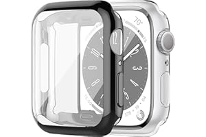 SOLOLUP 2 Pack Screen Protector Compatible with Apple Watch Case 44mm，Soft TPU Case Full Protection HD Clear Cover for Apple Watch Series 6 Se 5 4 44mm，Black/Transparent