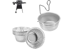 WEBROIL Grill Drip Cup with Grease Clip for Kenmore, Charbroil Grills Parts, Catcher Cup for Masterbuilt 30"/40" Smoker Grill Replacement Parts Accessories with Aluminum Disposable Foil Liners 10 Pack