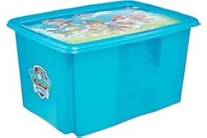 keeeper Paw Patrol Aufbewahrungsbox mit Deckel, Dreh- und stapelbar, Für Kinder, 45 l, Karolina, Fresh Blue Transparent