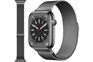 TOWONSHY Original Edelstahl Milanese Loop Kompatibel mit Apple Watch Armband 38mm 40mm 41mm 42mm 44mm 45mm 49mm, Ersatzband für iwatch Ultra/Ultra 2, SE Series 9 8 7 6 5 4 3 2 1 (Schwarz, 49/45/44/42mm)