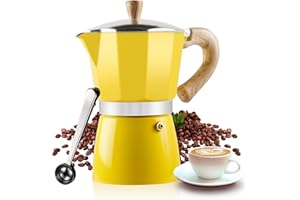 VINEKRAFT Moka Pot, 6 Cup Italian Espresso Maker, ‎Aluminium Stove Top Coffee Maker with a Coffee Clip Spoon, 270ml
