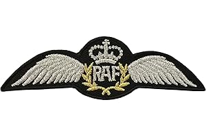 ELLU RAF Pilot Wings Patch Iron Sew On Royal Air Force Uniform Embroidered Badge WW2