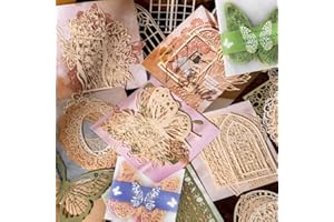 WUUOOEI Papel de Encaje Decorativo, 52 Pcs Corte de Encaje Hueco, Decorativo Scrapbooking, Papel Troquelados Scrapbooking para Album de Recortes, Tarjeta de Bricolaje
