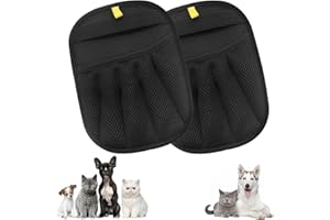 HOTCHO Lot de 2 Gant Poils Animaux Double Face Réutilisable – Gant Poil Chat & Chien, Gant de Toilettage pour Chat et Chien, Ramasse Poils Animaux, Gant Pour Enlever les Poils de Chat sur Meubles et Vêtement