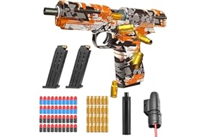 DAZZTIME - Pistolet zabawkowy z miękkimi kulkami, pistolet z miękką piłką, rozmiar pistoletu zabawkowego, pianka EVA Blaster zabawka z ładowarką wyrzutową i kulkami, na 12 prezentów dla dzieci