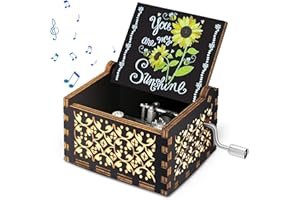 ZXK CO You Are My Sunshine Music Box, Classical Music Gifts for Women Lover Friends, Laser Engraved Hand Crank Wooden Mini Musical Box for Girls, Birthday/Anniversary/Christmas/Valentines