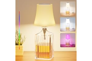 Nulmvic Lampada per Bottiglia Ricaricabile - Lampada da Tavolo Senza Fili Dimmerabile con 3 Temperature di Color+RGB - Controllo Touch IP54 Impermeabile per Interno Esterno Soggiorno Camera da Letto