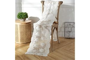 EXQULEG Bieżnik na stół z makramy, bieżnik w stylu vintage, koronkowy bieżnik na stół, dekoracja stołu, wesele, wesele, dekoracja domu (40 x 140 cm)