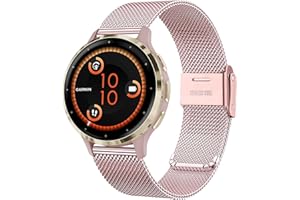 VELULYX Metalowy pasek do Garmin Venu 2S/Venu 3S/Vivomove 3S/Vivoactive 4S, 18 mm pasek ze stali nierdzewnej do Fossil Ladies Gen 6/Gen 5E/Gen 4/Gen 3