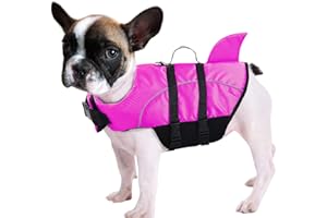 Queenmore Ripstop Grande Dog Life Jacket Fish Style Floatation Vest Regolabile Morbido e Impugnatura in Gomma, S, Rosso Rosato