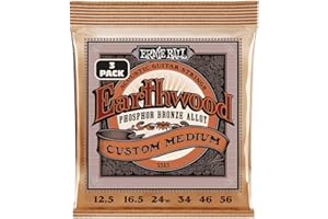 ERNIE BALL Erthwd Custom Med Phos Brnz Ac Gtr Strings 3 Pk 12.5 56