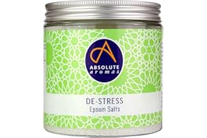 Absolute Aromas Sali di Epsom De-Stress Anti-Stress 575 g - Solfato di Magnesio infuso con Oli Essenziali 100% Puri di Bergamotto, Camomilla, Incenso, Gelsomino e Legno di Sandalo