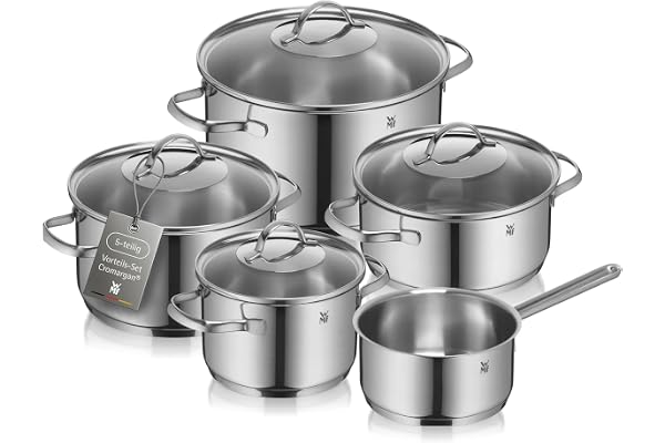 WMF Provence Plus Kastrullset 0721056380 | 5 Delar | Inkl Glaslock | Värmebeständig 250 Grader | Diskmaskinssäker