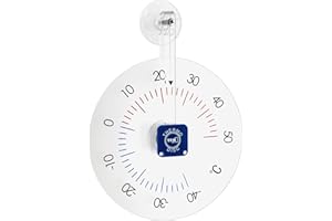 TFA Dostmann Termometr analogowy do okien, wygodny odczyt, łatwy i szybki montaż za pomocą przyssawki, odporny na warunki atmosferyczne