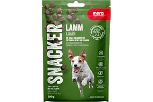 MERA Snacker Lamm (1 x 200 g), spannmålsfritt, mjukt hundgodis för träning eller som mellanmål, rejäla köttiga godsaker för a