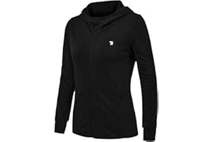 donhobo Women's Running Jackets with Thumb Hole,Long Sleeve Gym Sport Zip Up Hoodie Top Breathable Quick-Dry Tops with Zip Side Pocket