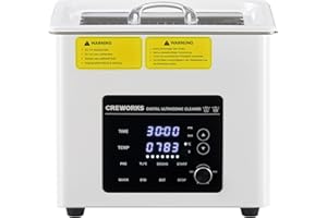 CREWORKS 3L Pulitore Ultrasuoni Digitale 120W Vasca Ultrasuoni con Modalità Degas e 7 Livelli di Oscillazione 3 Modalità 100W Riscaldatore e Timer per Orologi Occhiali Uso Domestico