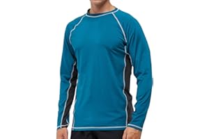 Arcweg Rashguard Men Long Sleeves Diving UV Protection UPF 50+ Elastic Rash Vest Loose Fit Top Swimming Quick Drying Surfing Pool T-Shirt Sports Top Rashie