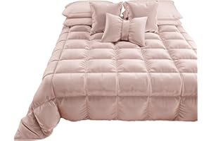 PETTI Artigiani Italiani - Trapunta in Morbido e Caldo Velluto 350 g/m², Piumone Matrimoniale, Double Face, Trapunta Matrimoniale: 260x270 cm, Cipria, 100% Made in Italy