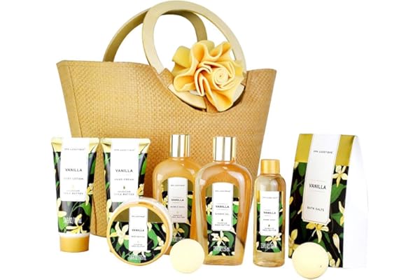 Spa Luxetique Coffret Soin Femme - 10pcs Parfum de Vanille Coffret Beauté Bain pour Femmes avec Lotion Corporelle, Bain Moussant, Cadeau Saint Valentin, Idee Cadeaux Anniversaire Femme Maman