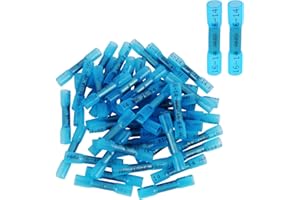 Jecdfs 50 pièces Cosse Thermoretractable 16-14 AWG Connecteur, connecteur thermorétractable Bleu, Connecteur à sertir pour connexions de câbles, Connecteur de passage pour voiture et électronique