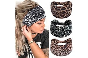 Zoestar Cintas anchas bohemias de yoga para la cabeza, con estampado elegante, turbante elástico para el pelo para mujeres y niñas (estampado animal, paquete de 3)