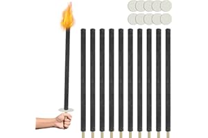 UISEBRT 100 Fiaccole di Cera Durata accensione 100 minuti, torce da esterno a cera naturale con protezione per le mani, manico extra lungo, per bambini, giardino, escursioni