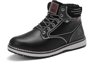 AX BOXING Chaussure Homme Hiver Chaussure Chaud Fourrées Bottine Cuir Antidérapant Bottes Neige Lacet Chaussure Montante Taille 41-46 EU