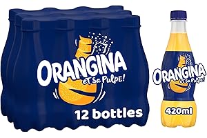 Orangina Sparkling Fruit Drink; Multipack of 12 x 420ml bottles; contains a blend of citrus juices, real orange pulp and orange zest