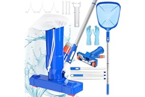 ZQEJEFD Aspirador de Piscina, Aspiradoras de Mano para Piscinas con 4 Postes de Aluminio Extraíbles y Skimmers para Piscinas, Kit de Limpieza Piscina para Bañera de Hidromasaje de Fuente de Piscina
