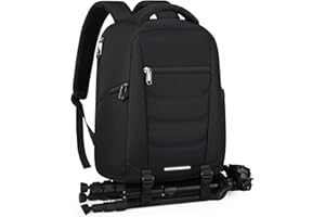 RAINSMORE Professional Camera Backpack, Camera Backpacks for Photographers, DSLR Camera Bag with 15.6 inch Laptop Compartment Raincover for Canon Nikon Sony Black
