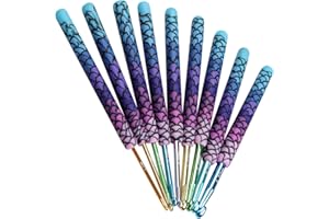 Coopay Agujas de Ganchillos de Sirena para Manos Artríticas, 9Pcs Ganchos de Ganchillo Ergonómicos Mangos de Goma Agarre Suave, 2.25mm, 2.75mm, 3.25mm, 3.75mm, Regalos para Principiantes