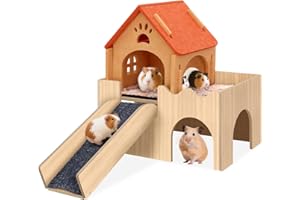 MITTIMIYA Escondite para conejillos de indias de varios pisos con escaleras y esterillas (with House)