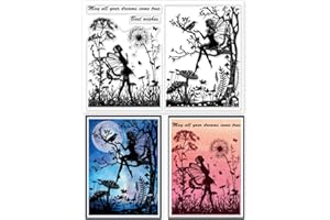 GLOBLELAND Tampons Transparents Fée Champignon Silhouette Décoratif Clair Timbres Fleurs Tampons en Silicone pour la Fabrication de Cartes et DIY Scrapbooking