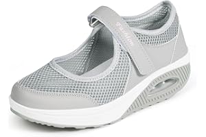 HSYOOES Sandalias para Mujer Malla Merceditas Plataforma Ligero Zapatillas Sneaker Mary Jane Casual Zapatos de Deporte Mocasines Negros Verano