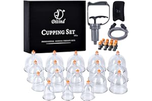 Ditind Cupping Therapy Set, 18 Pcs Cupping Set, Professional Acupoint Cupping Therapy Sets Portable, Upgrade Cupping with Case Pump Suction Cups for Cellulite Muscle Pain Relief Physical Therapy