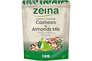 ZEINA LOVE OUR FOOD Zeina Lightly Toasted Cashews and Almonds Mix (1Kg) - Gluten Free Healthy Snacks, Packed with Fibre, Protein, Vitamins and Minerals, Great for Coocking and Backing