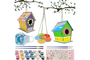 joibabe DIY-Vogelhaus-Kit für Kinder, 3Pack DIY Vogelhaus und Futterhäuschen Bausatz. Kinder Bastelsets Bauen und malen Sie Ihre eigenes Vogelhaus. Perfekt für Fenster, Garten, Balkon