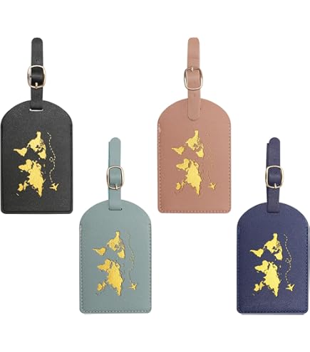 4er Set Leder Gepäckanhänger - Kofferanhänger Mit Privatsphäre-Schutz Für Reisen