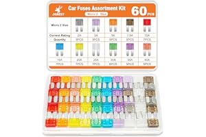JOREST 60Pcs Micro2 Fusibles Coche Kit - ATR Blade Pequeños Fusibles para Coche/Caravanas/Furgoneta/Moto(2A 3A 5A 7.5A 10A 15A 20A 25A 30A 35A 40A)