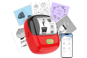 ORGSTA S002 etikettendrucker selbstklebend etikettiergerät Bluetooth 300 DPI etikettiermaschinen beschriftungsgerät ettikettiergeraet Label Printer Sticker Maker (Rot)