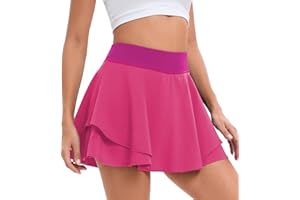 Timuspo Skorts for Women UK Tennis Skirts with Shorts Pockets High Waisted Pleated Double Ruffle Summer Skirt Golf Skorts Running Workout